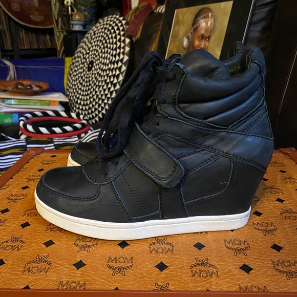 ASH ‘Cool Ter’ Black Leather Hidden Wedge Sneakers, 40M - Picture 2 of 7